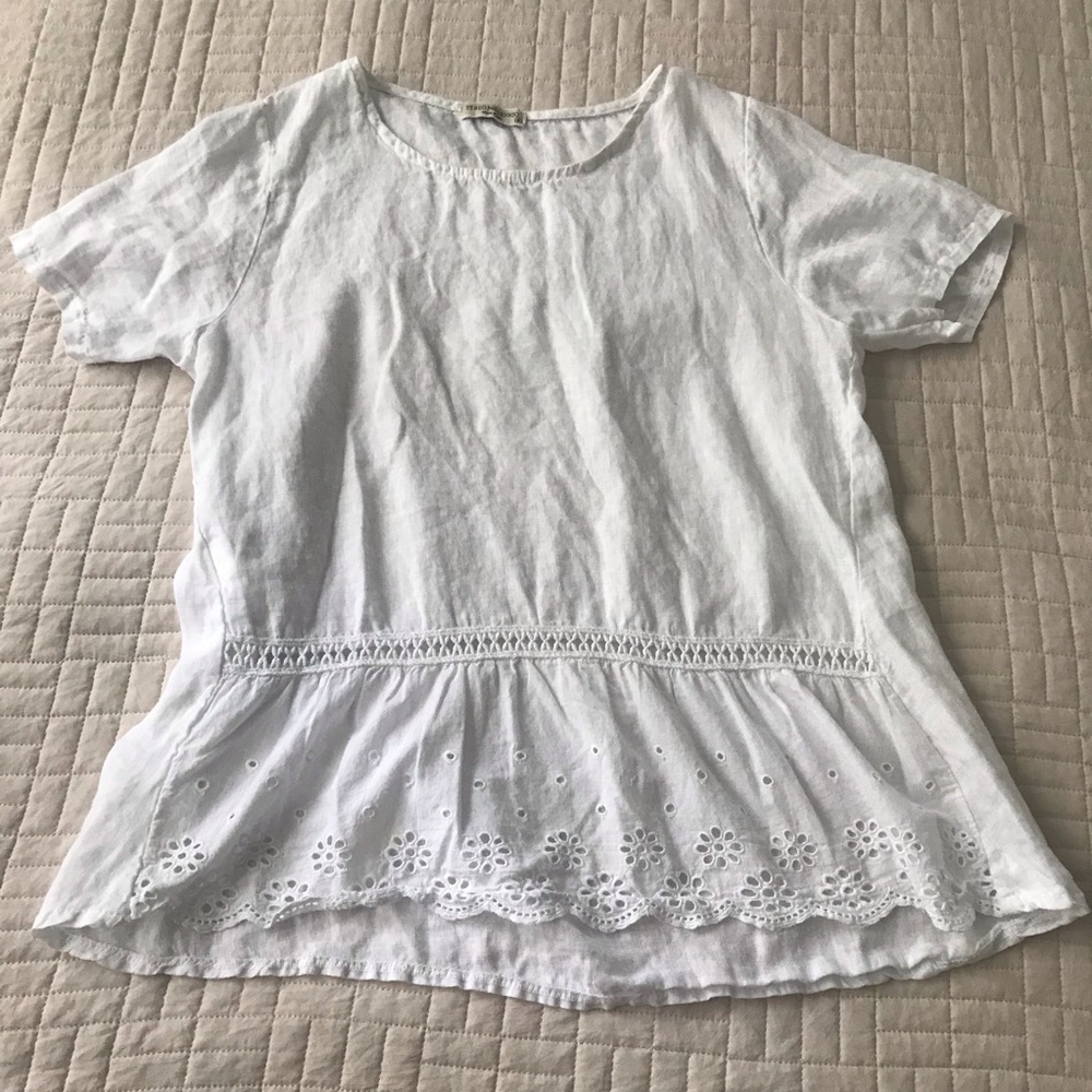 COPY - Terzo Millennio Italy Linen White Eyelet Blouse Boho Womens Size Medium